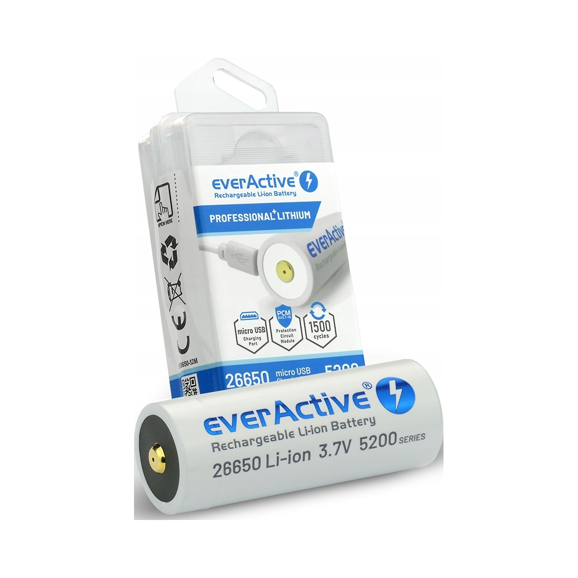 EverActive Akumulator 26650 3,7V Li-ion 5200 mAh micro Usb