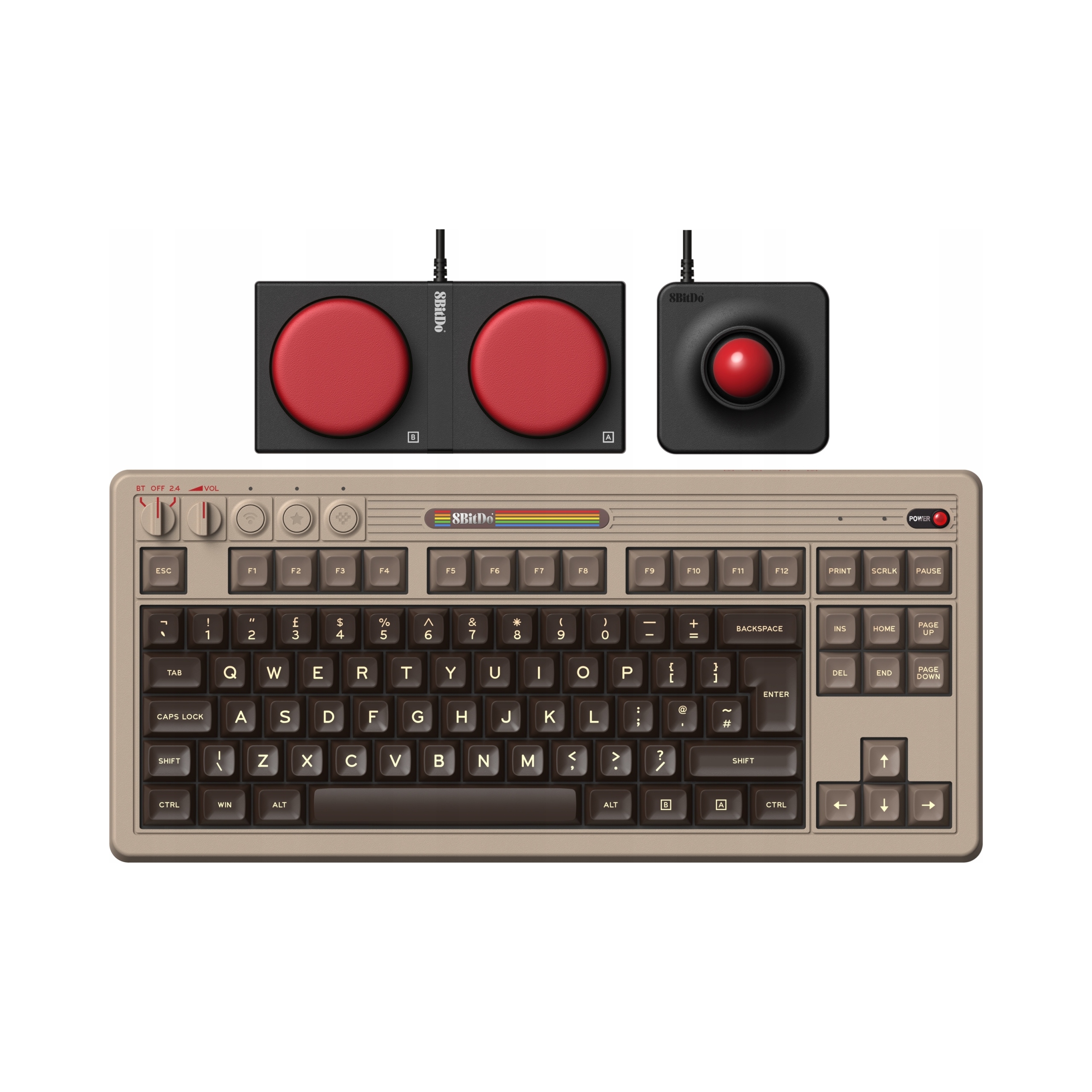 Retro klávesnice 8Bitdo Mechanická klávesnice C64 Joystick a tlačítka