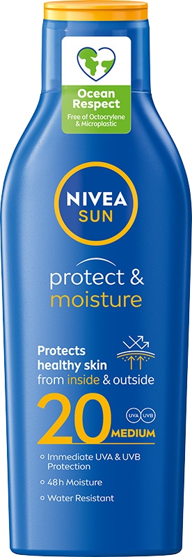 NIVEA SUN Protect & Moisture Nawilżający balsam do opalania SPF 20, 200 ml
