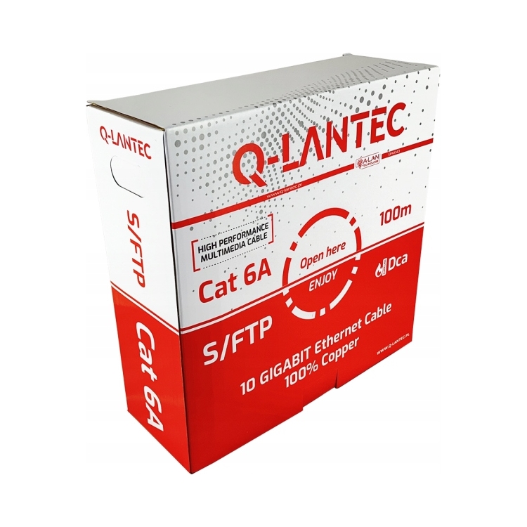 Kabel internetowy Skrętka Q-lantec S/ftp kat. 6a 100 m Dca