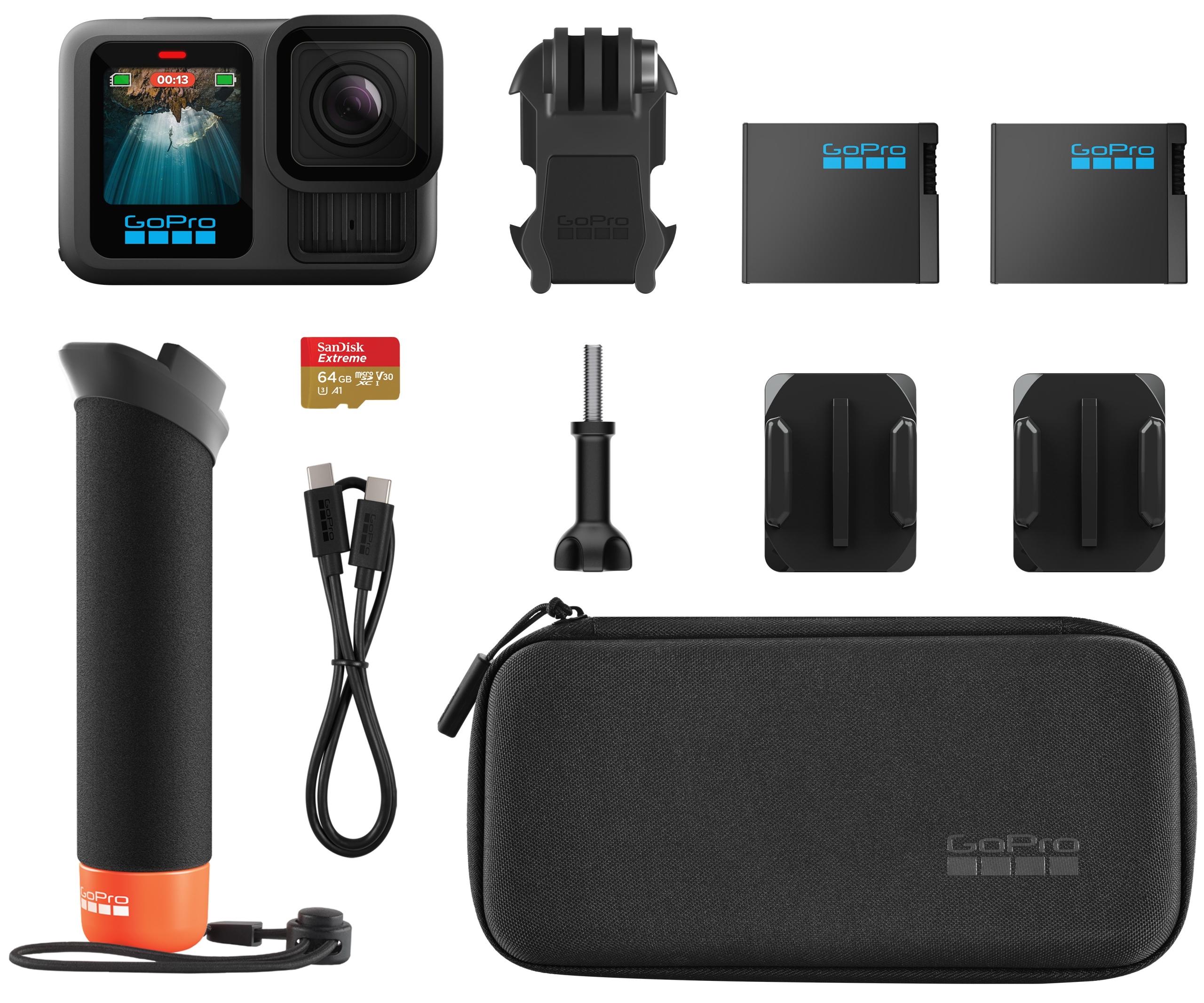 GOPRO HERO13 Black Zestaw Akcesoriów Handler 2 Baterie 64GB Karta Torba — miniatura 9