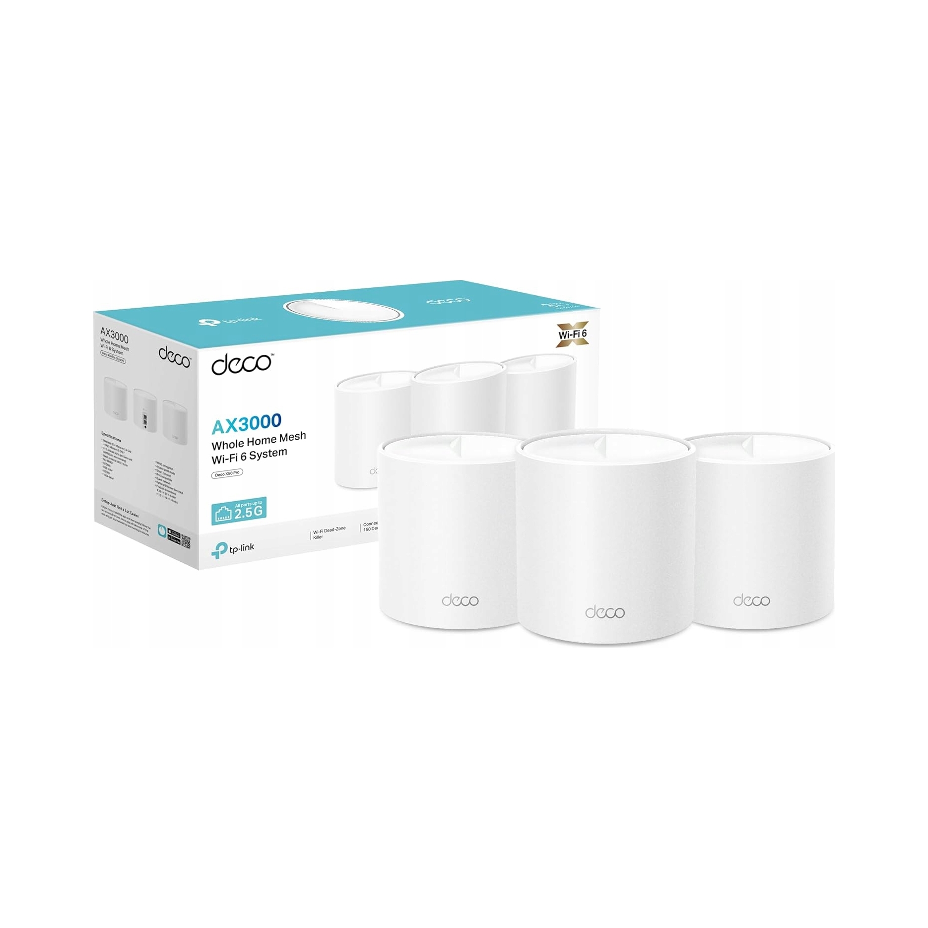Router TP-Link Deco X50 Pro 3-balenie AX3000 802.11ax (Wi-Fi 6) 2 x 2,5 Gb/s