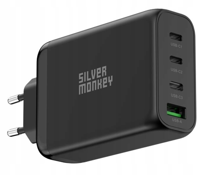 Silver Monkey Ładowarka sieciowa GaN 130W Usb-c Pd Usb 3.0 Qc B