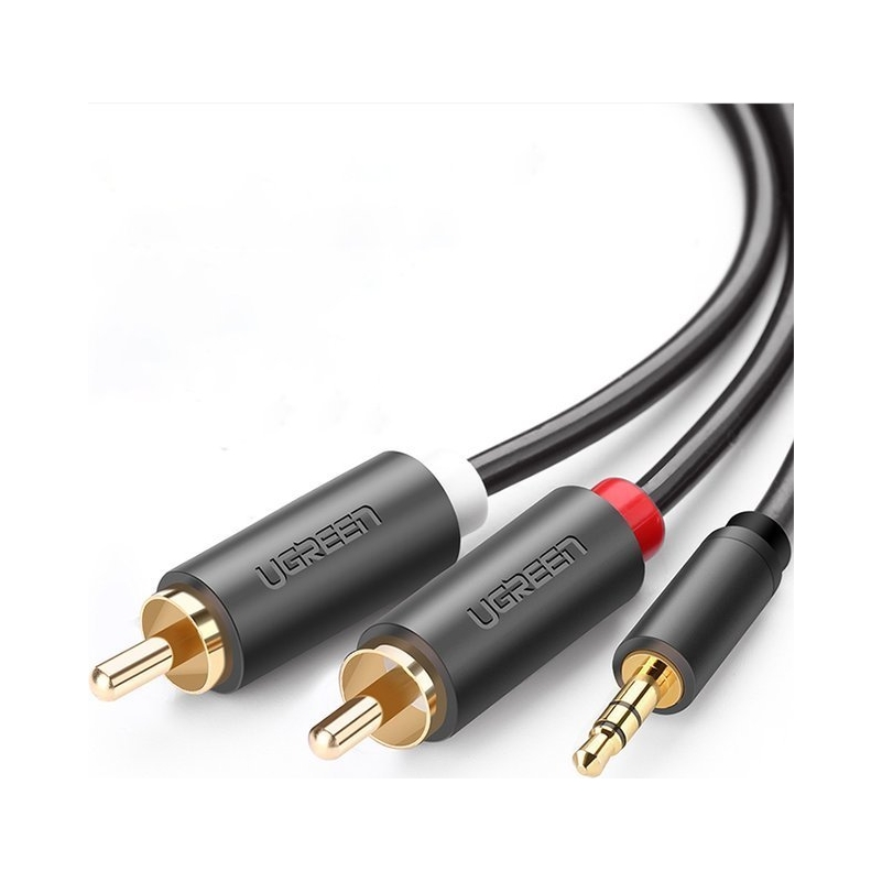 Ugreen AV102 Kabel 2x Rca (Cinch) jack 3. 5 mm 1m (czarny) Ugreen