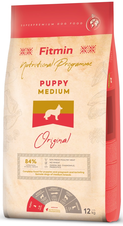 Levně Fitmin Puppy Medium suché krmivo pro psy a štěňata Drůbež 12 kg
