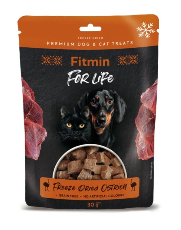 Levně Fitmin For Life 10 ks Mrazem sušený pštrosí pamlsek pro psy a kočky