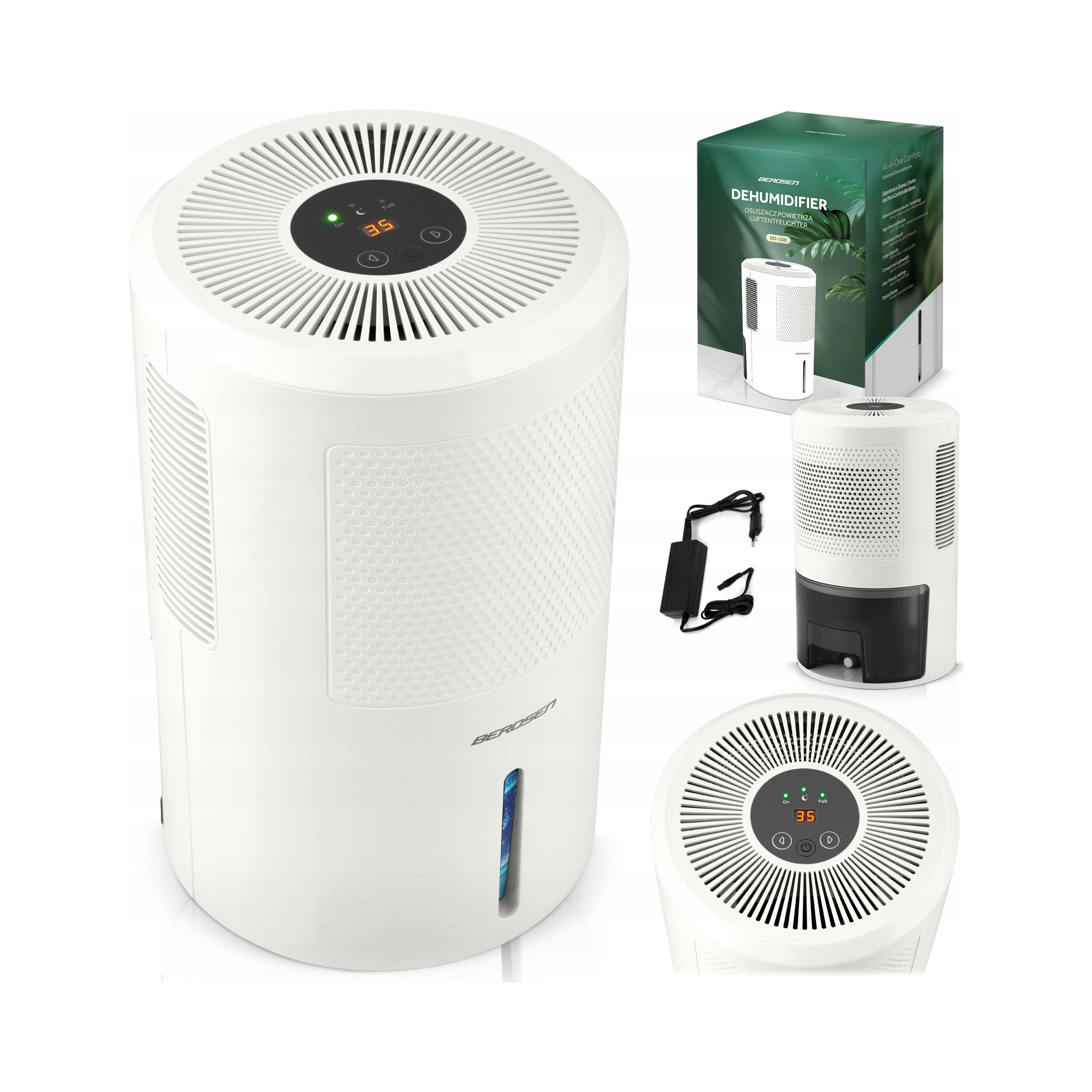 Odvlhčovač Vzduchu 60W Tichý 34dB Časovač Led Berdsen