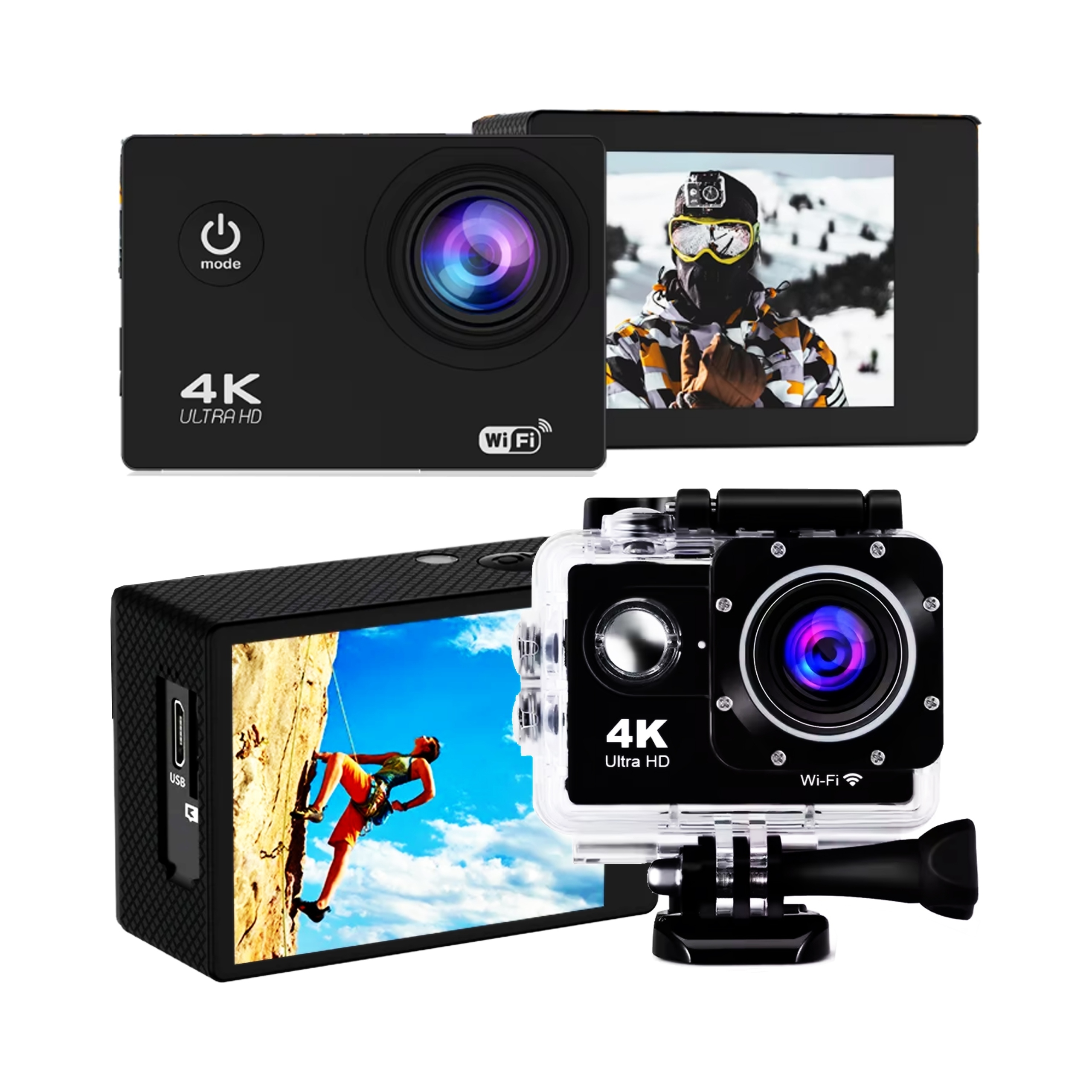Kamera sportowa Full Hd 4K ActionXtreme Pro 2 uchwyty wodoodporna 30 m