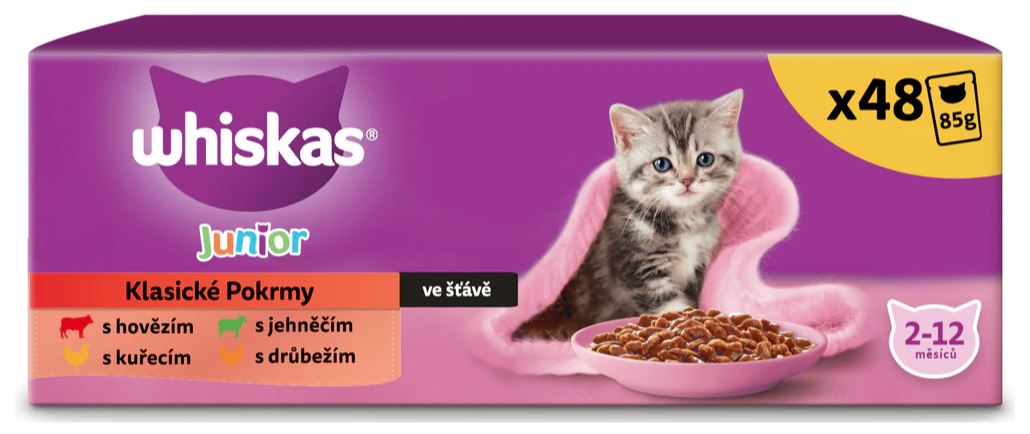 Levně Whiskas kapsičky klasický výběr ve šťávě pro koťata 85g