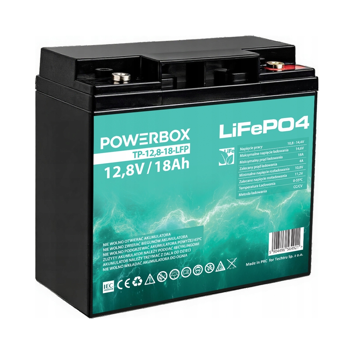 Akumulator LifePO4 Powerbox 18-12.8 12.8V 18Ah do Ups kampera łodzi quada