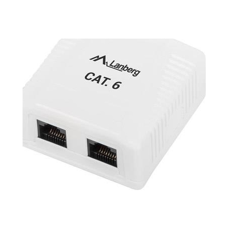 Lanberg Gniazdo natynkowe 2x RJ45 Kat.6 białe