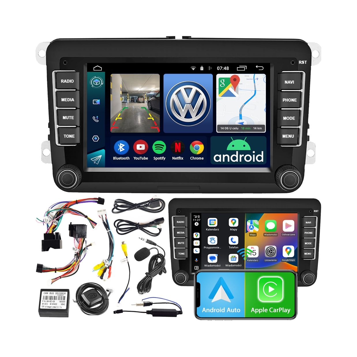 Rádio Navigace Android Vw 2008/2016 Bluetooth 2DIN carplay pro Vw Golf VI
