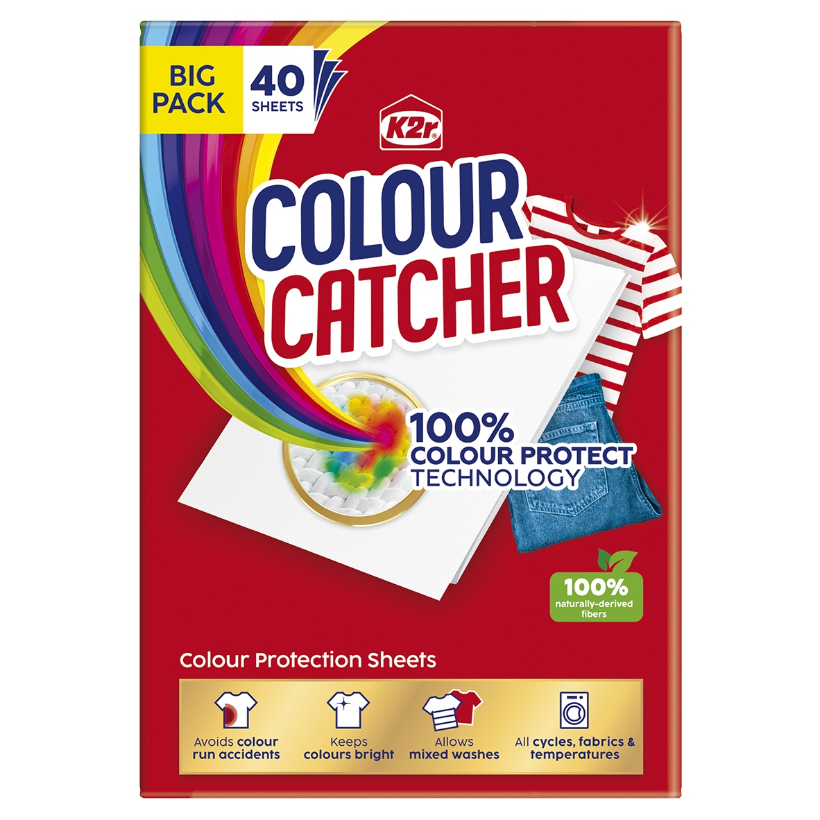 Levně Ubrousky K2R Color Catcher proti zabarvení prádla, 40 ks