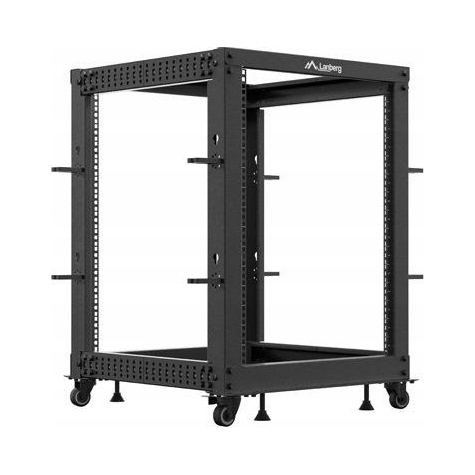 Stojan Open Rack 19 palcov 15U 600x600-1100 nastaviteľný čierny Lanberg