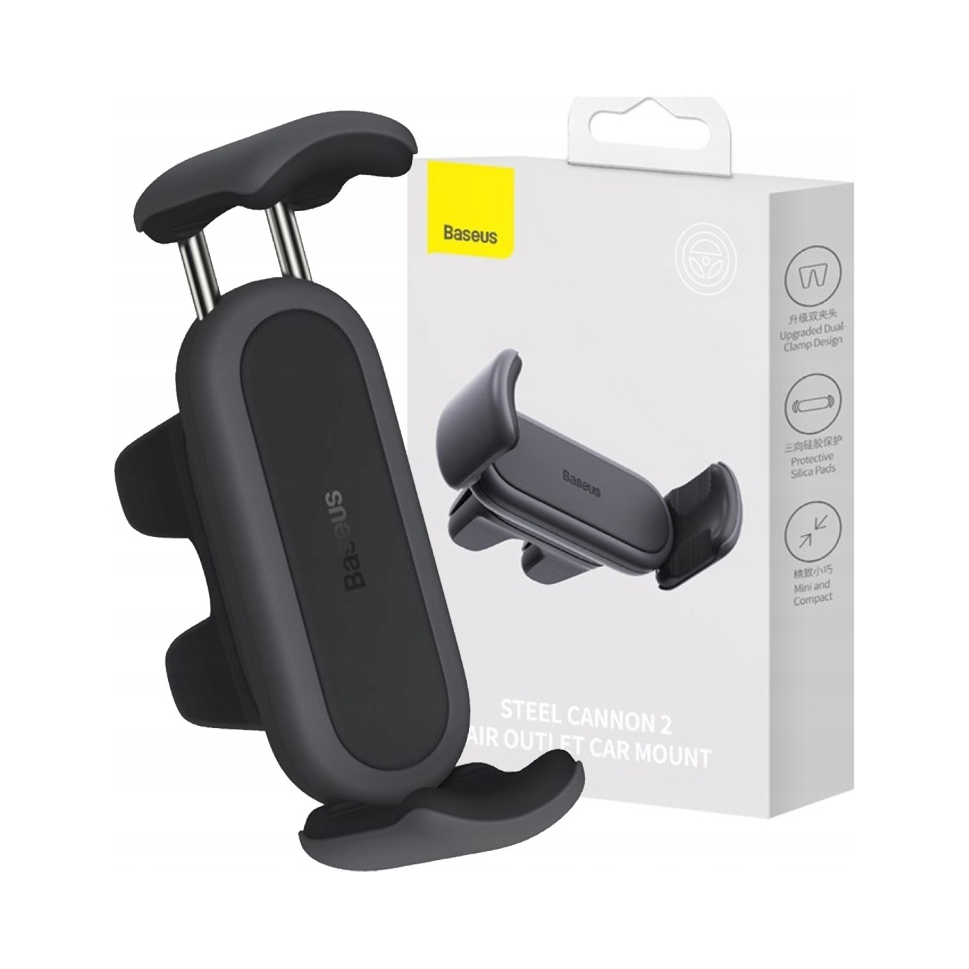 Zaciskowy uchwyt samochodowy do kratki Baseus Steel Cannon 2 (czarny)