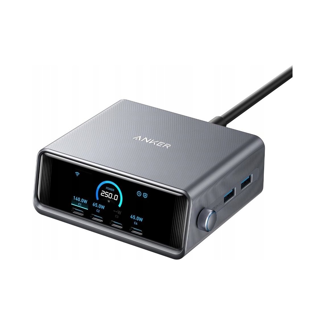 Anker Prime 250W Usb-c nabíječka 6 portů GaN LCD pro telefony/notebooky