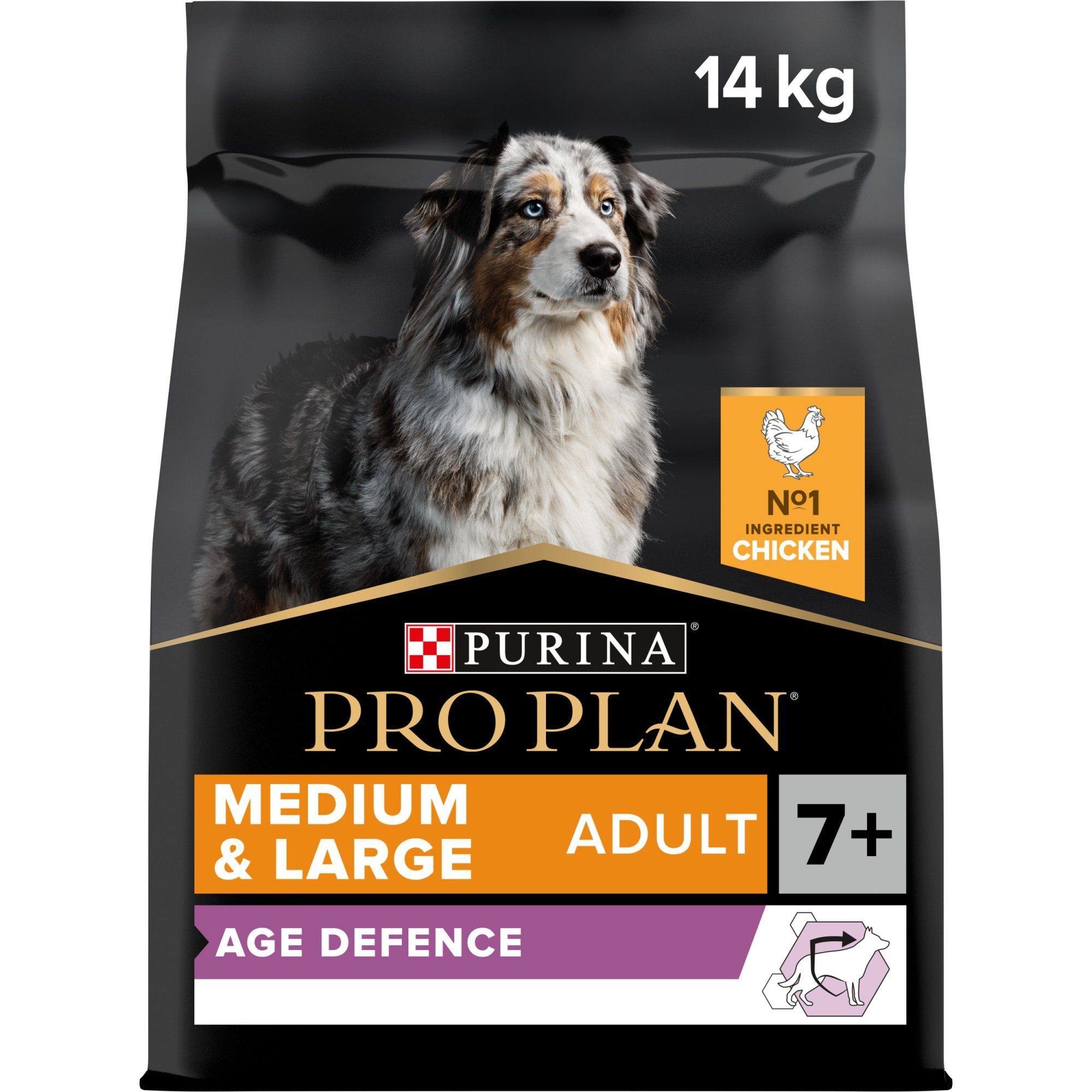 Levně Pro Plan Adult 7+ Medium & Large Age Defence Kuře 14 kg