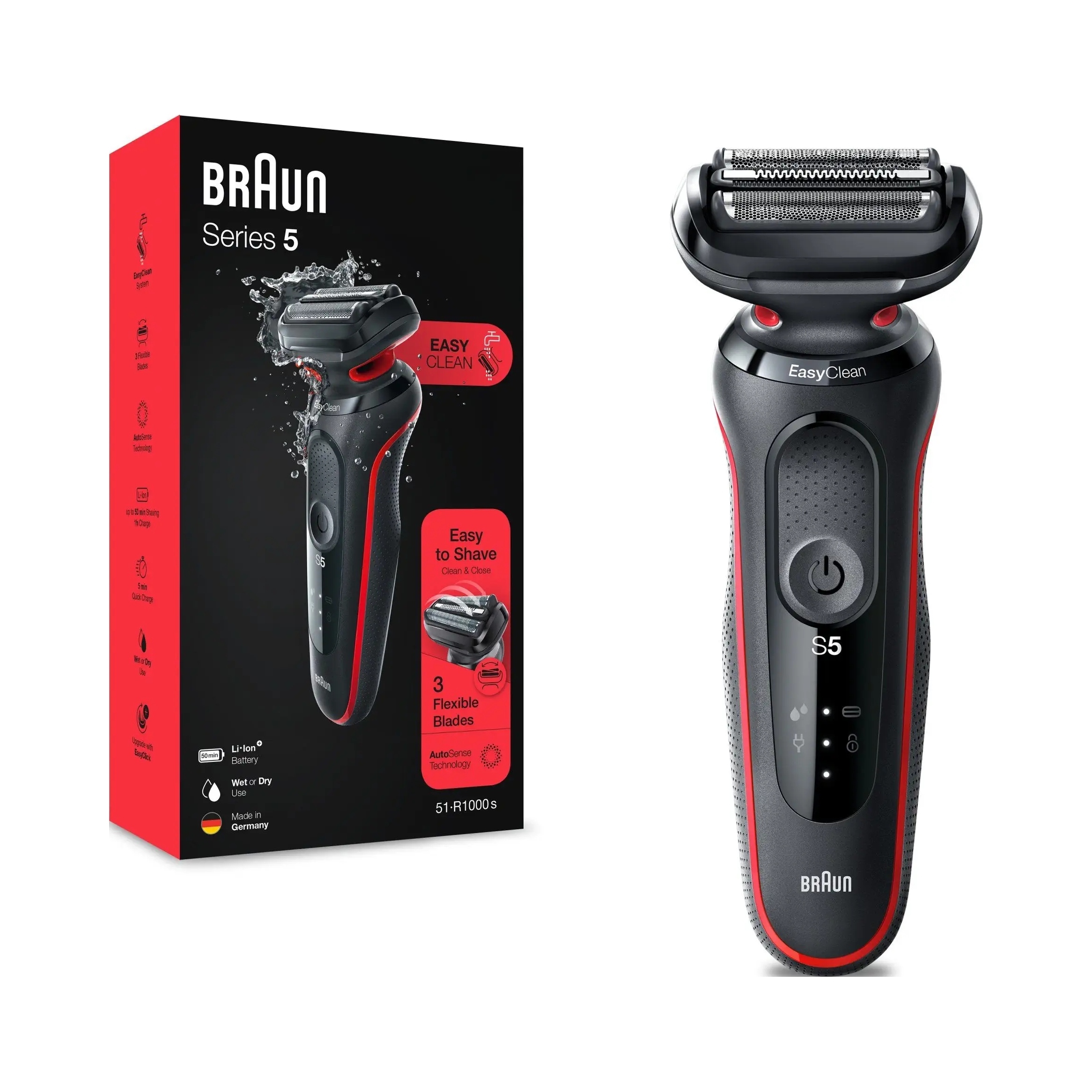 Braun Series 5 51-R1000s golarka foliowa czarno-czerwony