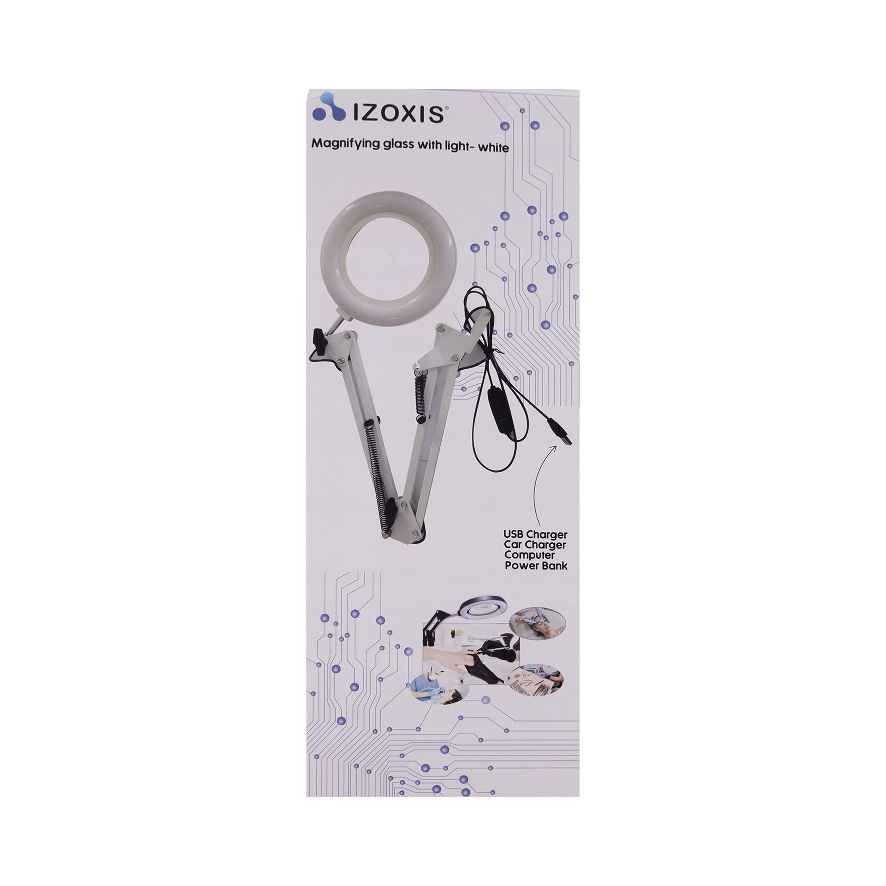 Lupa Izoxis lampa LED kosmetyczna lupa lampka szkło powiększa 8 x