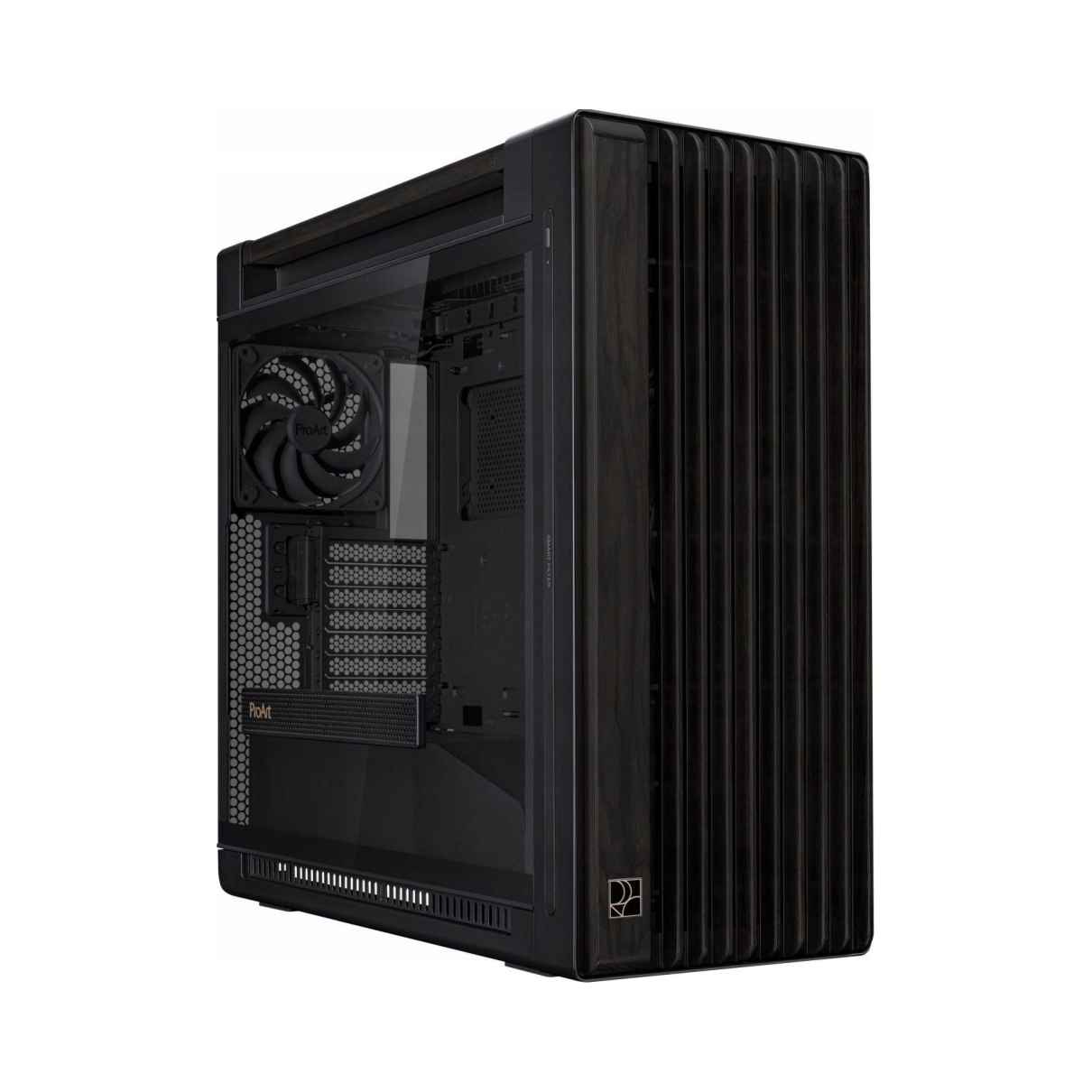 Počítačová Skriňa Asus ProArt PA602 Wood Edition s panelom z tvrdeného skla,