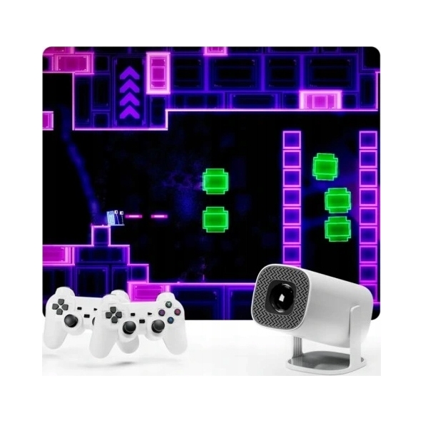 Projektor LCD z systemem Android 11, wbudowane gry, 2 pady