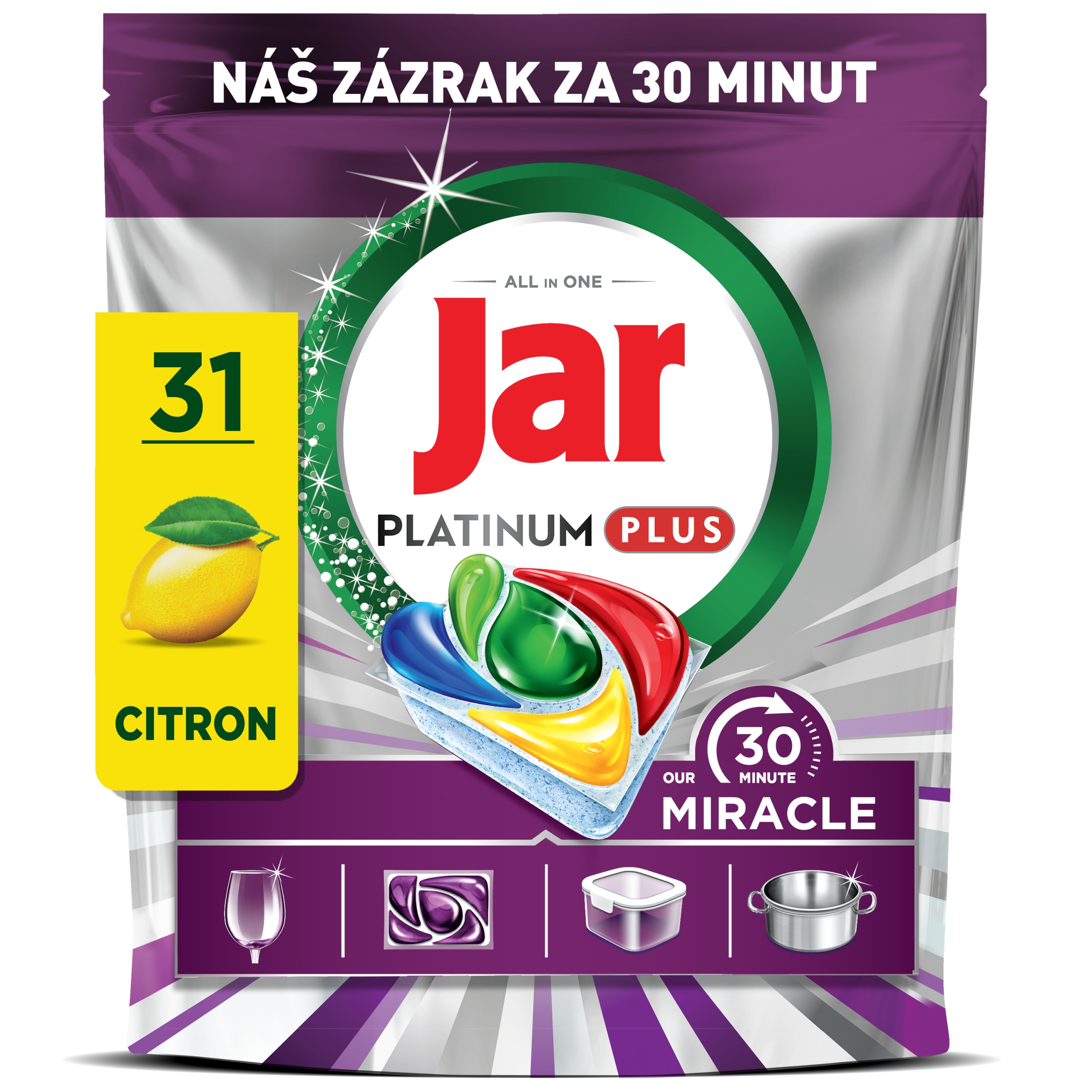 Levně Jar Platinum Plus 30 Minute Miracle tablety do myčky 31 ks