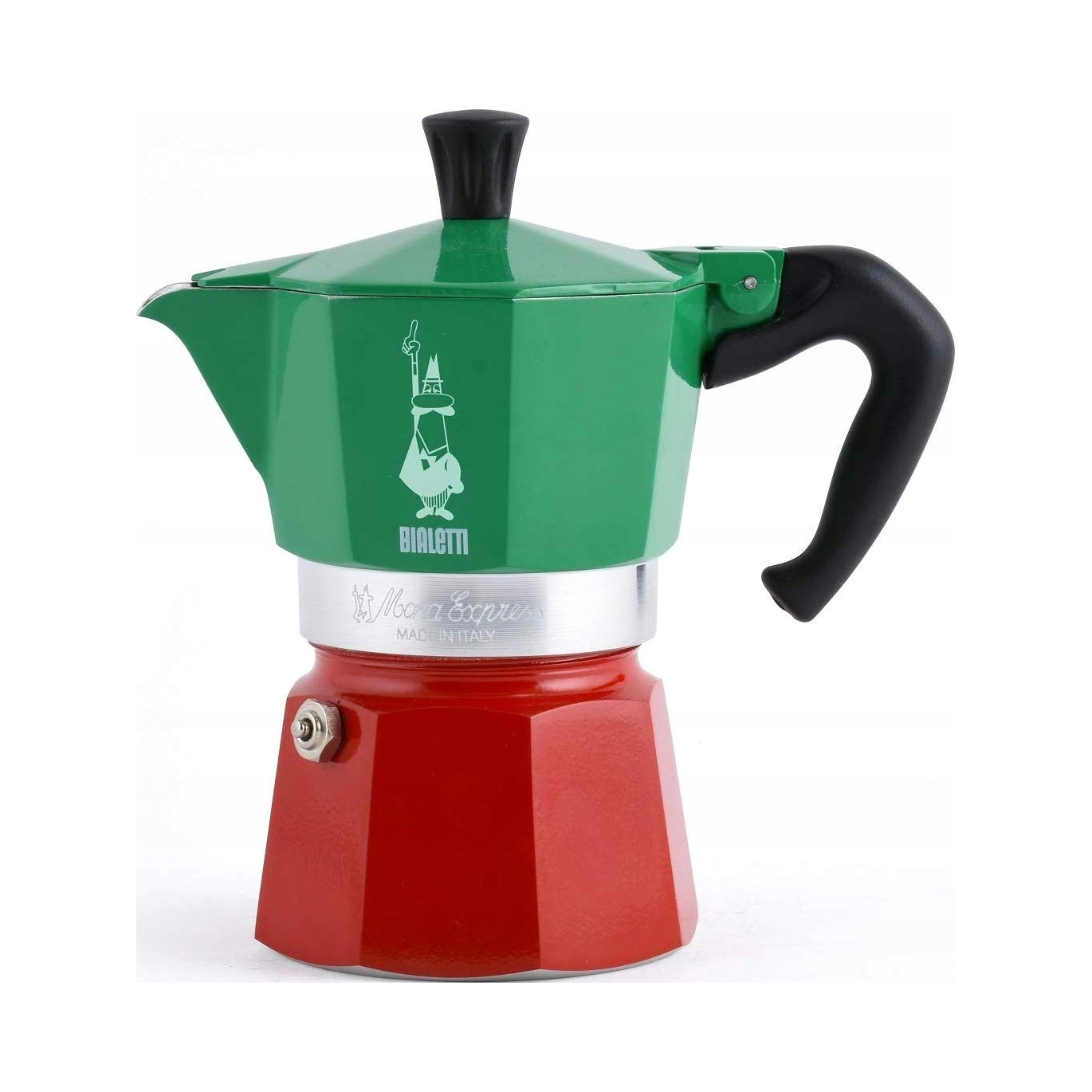 Kawiarka aluminiowa Bialetti Moka Express Italia 3tz 130ml zielono-czerwona