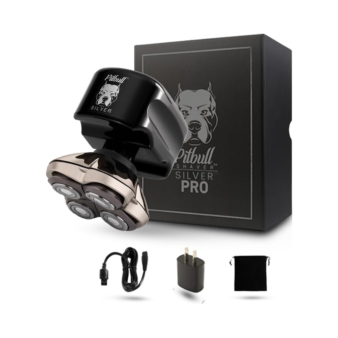 Golarka Męska Elektryczna Skull Shaver Pitbull Silver Pro Włosy Zarost