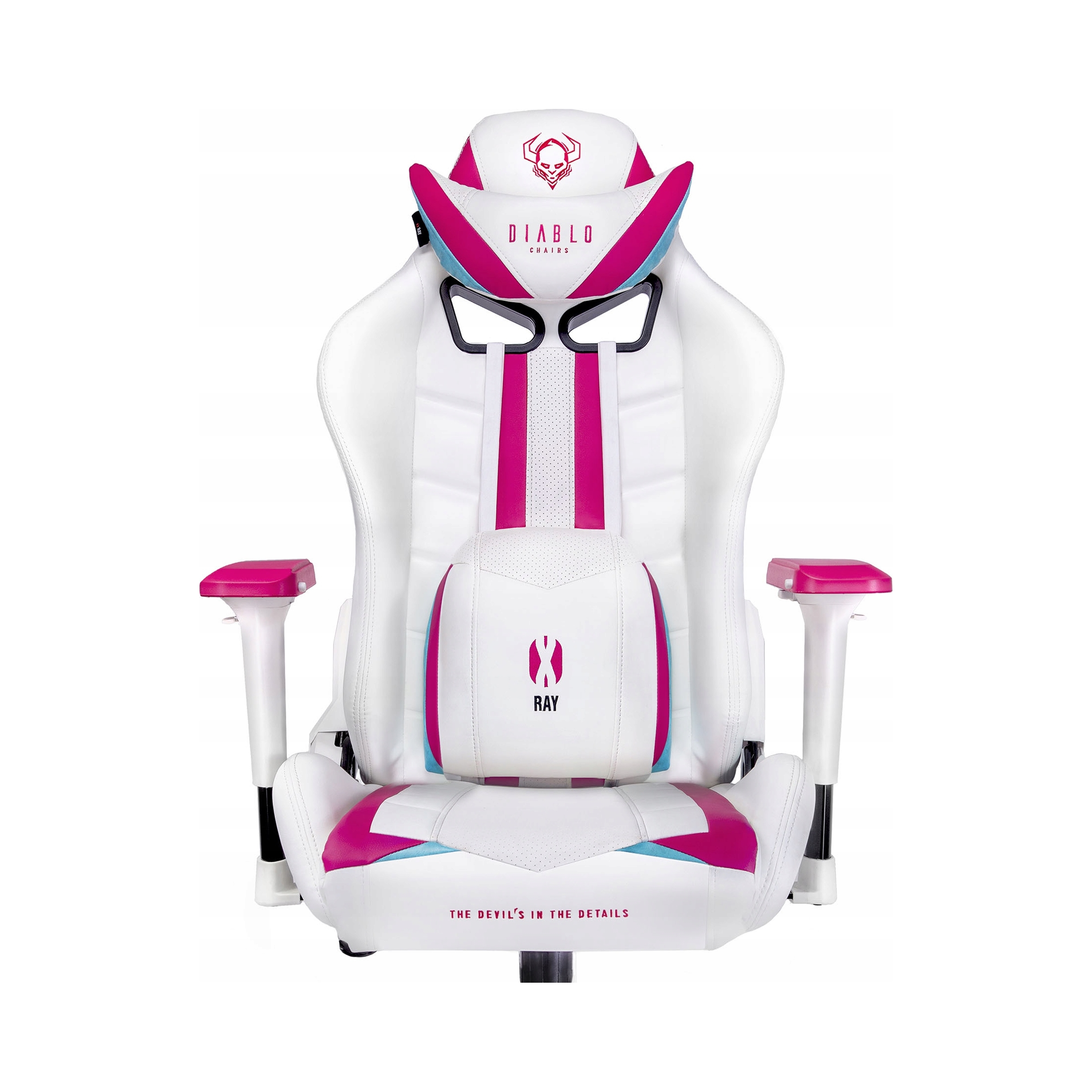 Diablo Chairs X-Ray Normal Size  Gamingowy do 150kg Skóra ECO Biało-różowy