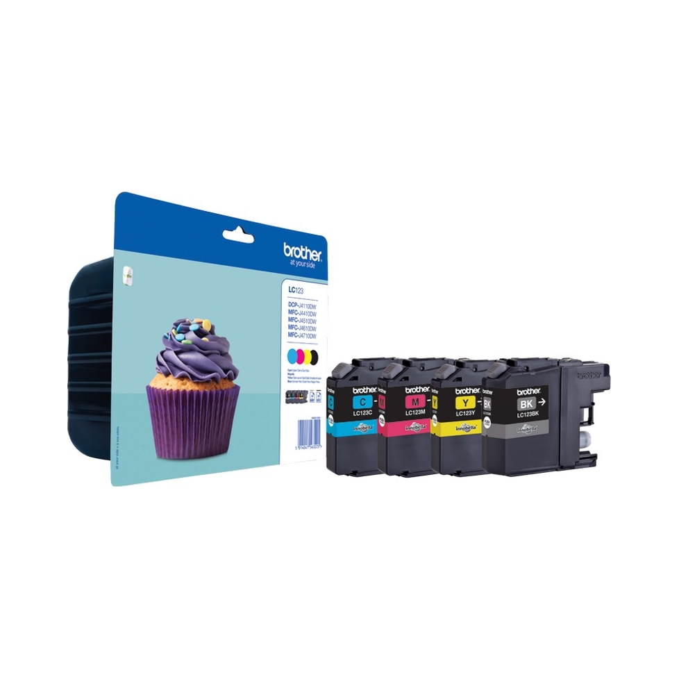 4x originálny atrament Brother LC-123 Cmyk pre tlačiarne J4110DW J4410DW