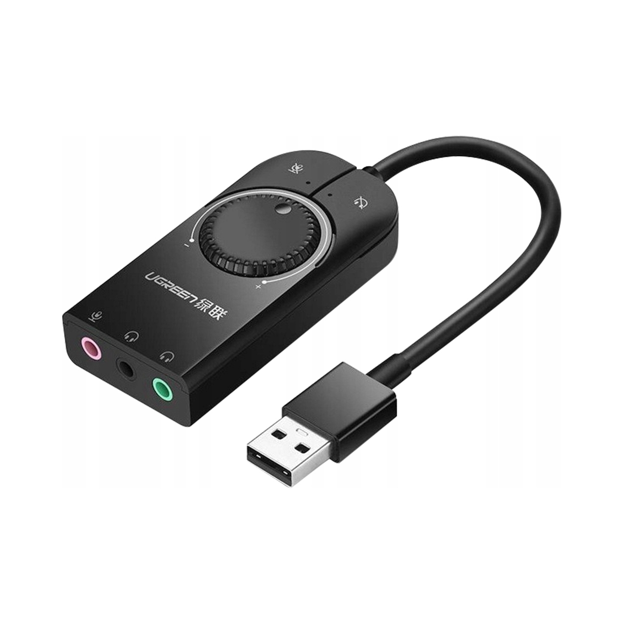Karta dźwiękowa zewnętrzna Ugreen CM129 Usb z regulacją 15cm czarna