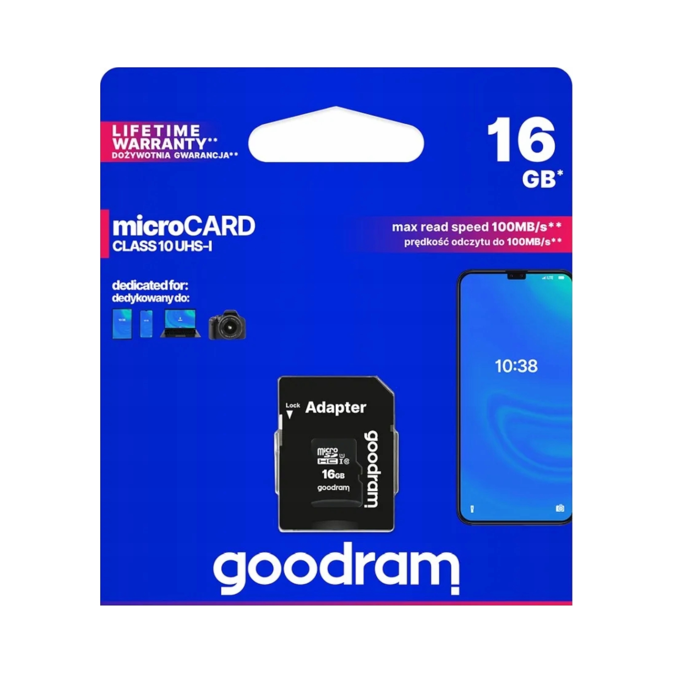 Goodram карта памяти microSD 16 ГБ Class 10 UHS-и SD-адаптер