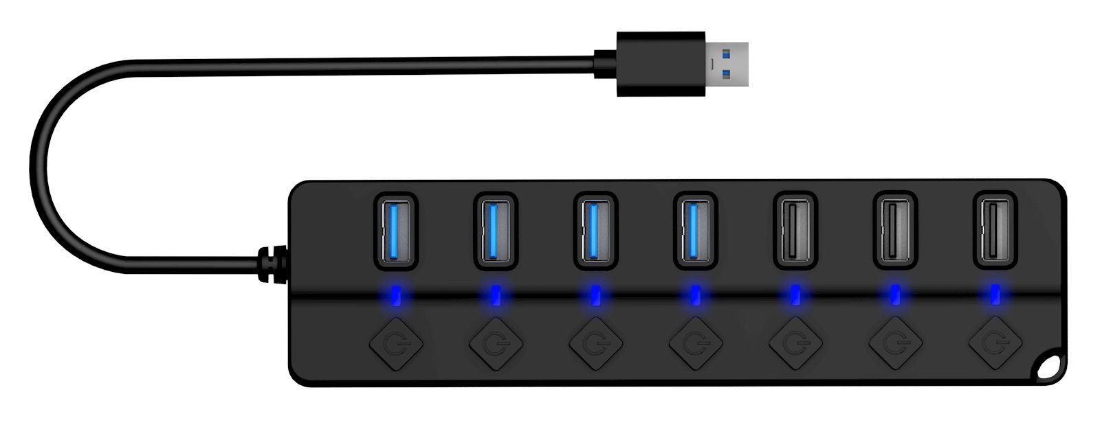Connect IT Mighty Switch 2 Koncentrator USB-A 4xUSB-A 3.0 3xUSB-A 2.0 CHU-5410-BK