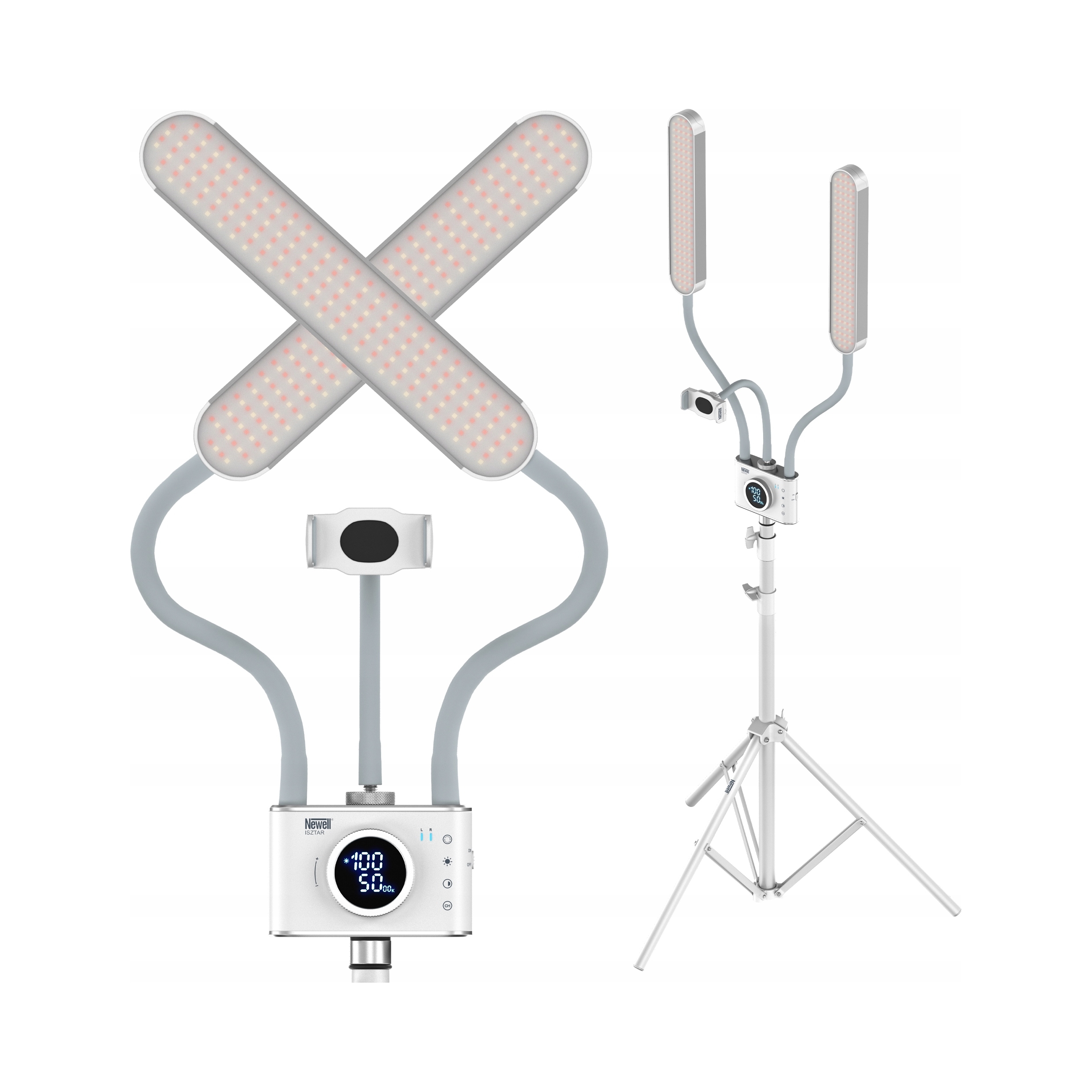 Newell Led Lampa Isztar Dvojitá lampa Se stativem a dálkovým ovládáním 36W