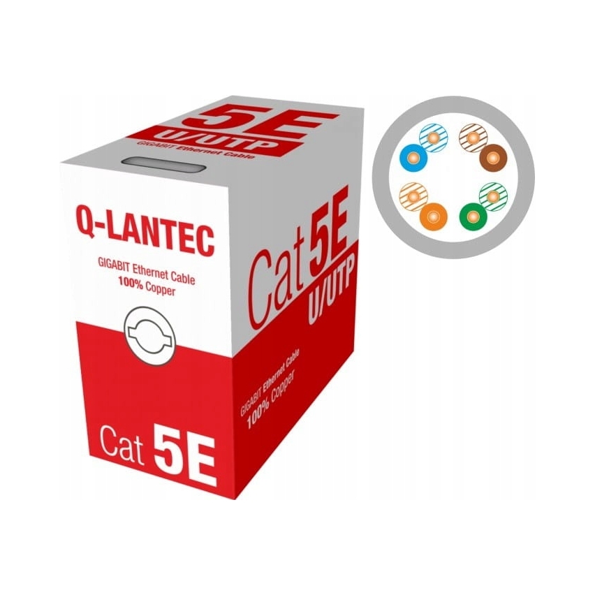 Q-LANTEC Kabel teleinformatyczny U/UTP kat.5E PVC 100% Miedź 305m - 10 lat gwarancji