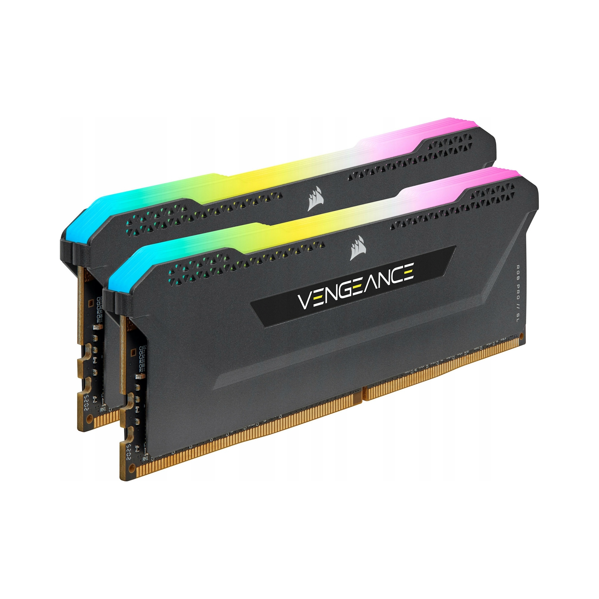 CORSAIR DDR4, 3200MHz 32GB 2x16GB Dimm, 16-20-20-38, BaseSPD@2666, XMP 2.0, Vengeance RGB Pro SL Black Heatspreader, RGB LED, Black PCB, 1.35V, for AMD Ryzen — 2