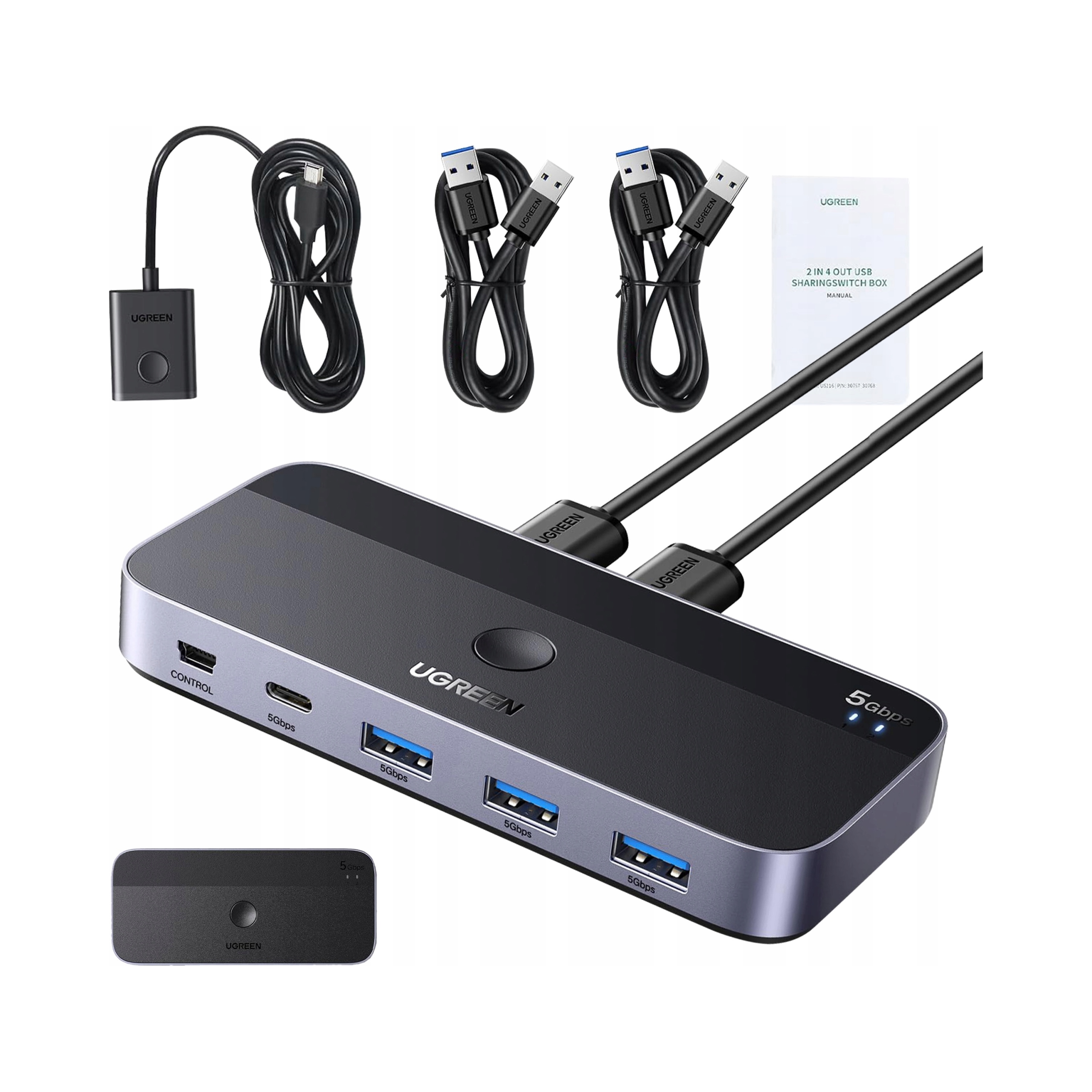 Przełącznik Usb Ugreen CM662 2x4 liczba portów:4 (czarny) Ugreen