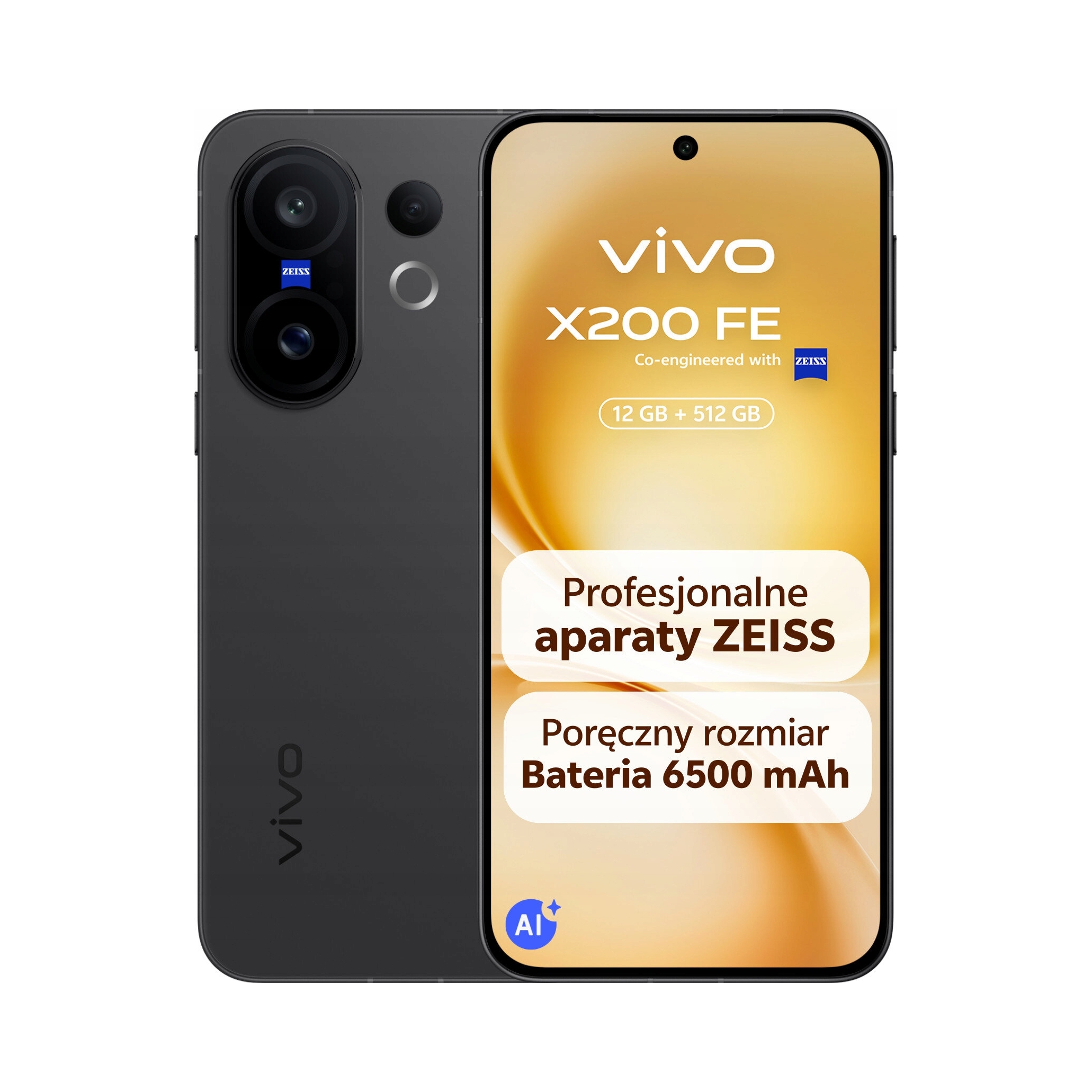 Smartfon Vivo X200 Fe 5G 12/512 Gb 6.31" 120Hz Dual Sim Nfc Ai Czarny Black