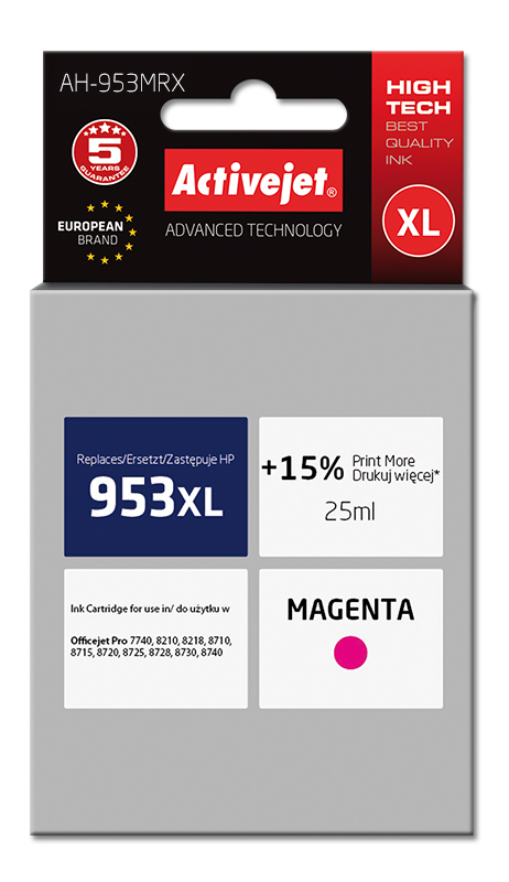 

Tusz ActiveJet Ah-953MRX do Hp czerwony (magenta)