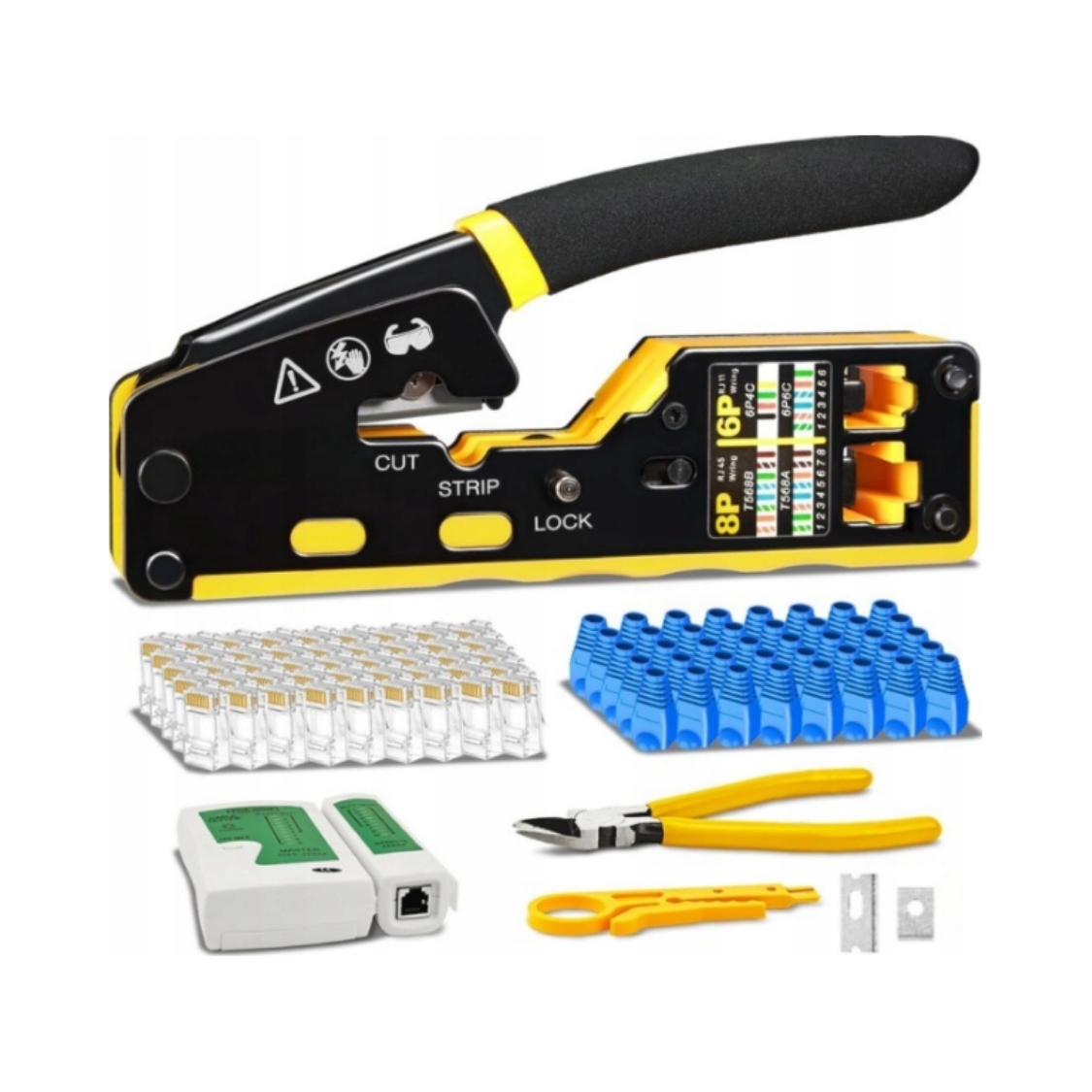 Sada Síťových Nástrojů Pro Zástrčky RJ45 Tester Krimpovač Stahovák