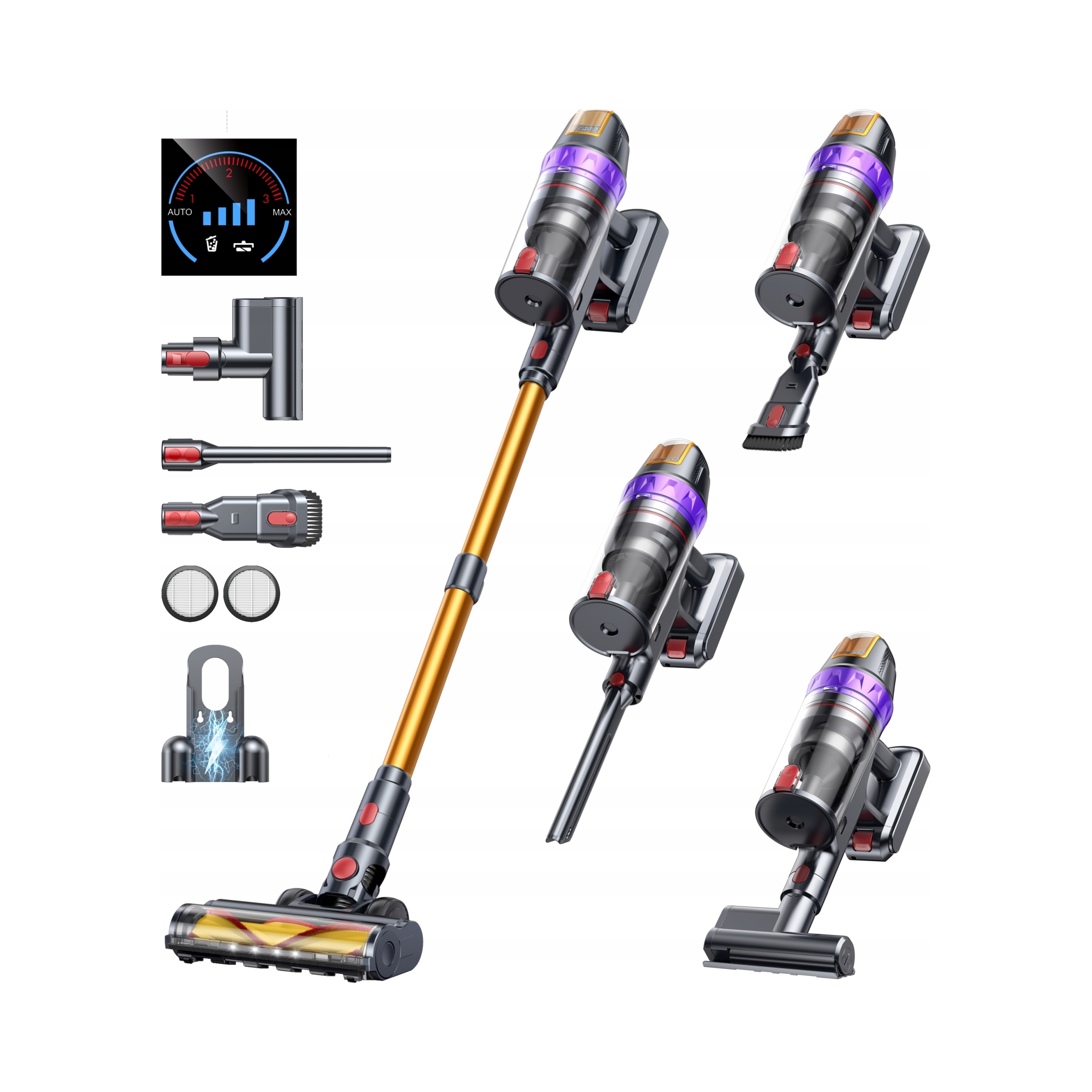 Vysávač Buture VC90 600W 65KPA Led Hepa Bezdrôtový Vertikálny Stojaci