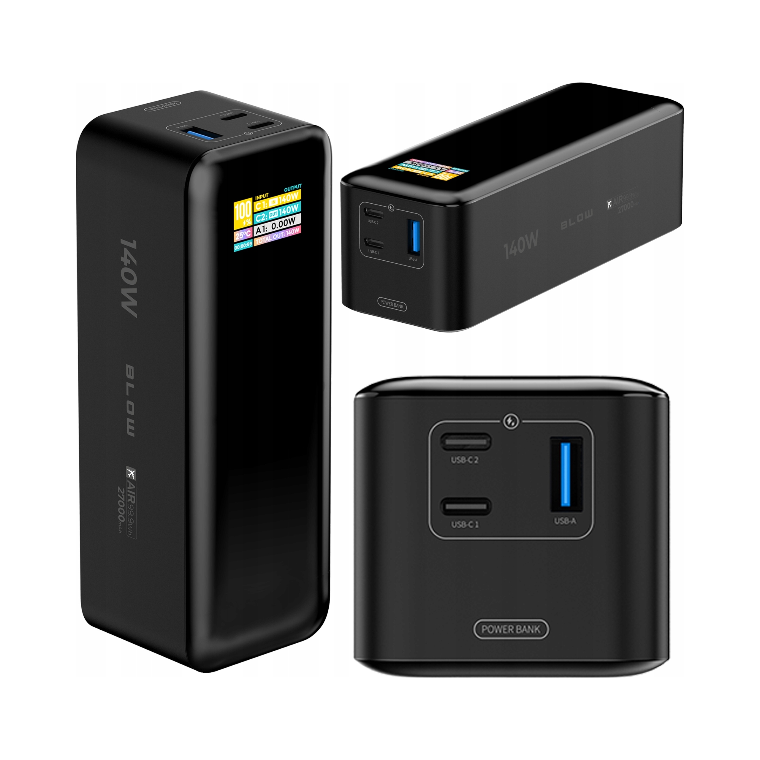 Powerbanka 27000 mAh 140W Qc Pd Usb-c Rychlá A Výkonná Do Letadla