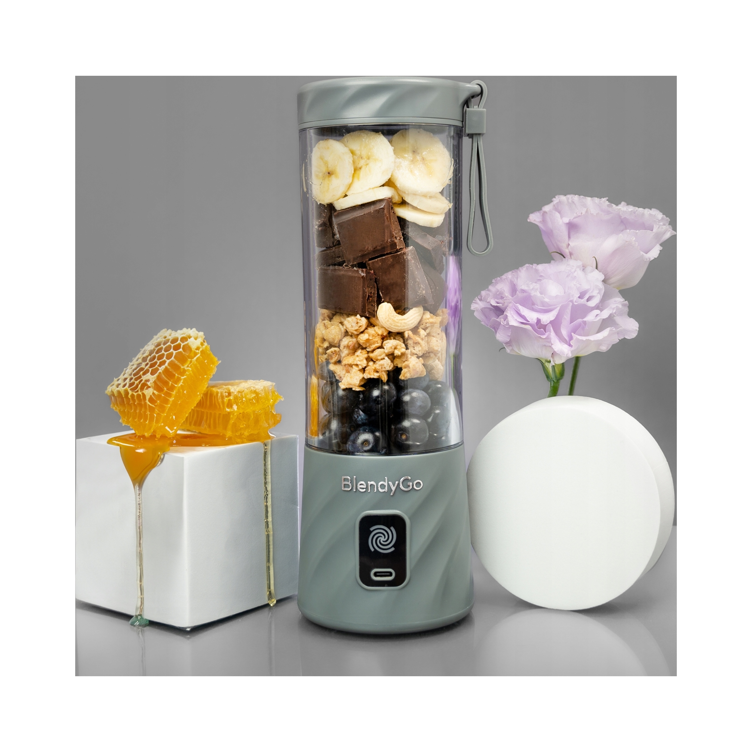 BLENDYGO 3 Przenośny Blender Smoothie USB 550ml BPA Free Szary — miniatura 11