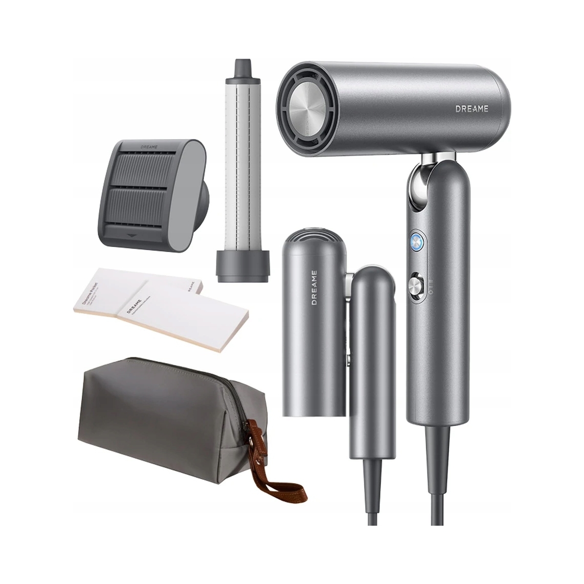 Suszarka do wlosow Dreame Pocket Szara 1300W z Jonizacją 2 Końcówki Etui