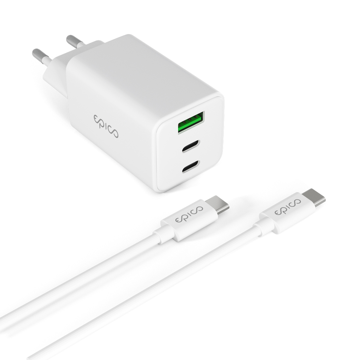 Epico UltraBoost GaN 65W Wall Charger EA65 with 1,2m Usb-c Cable biely…
