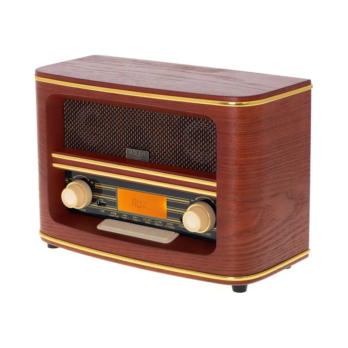 Retro sieťové Fm rádio Bluetooth 5.0 Adler AD1187 pamäť na 30 staníc