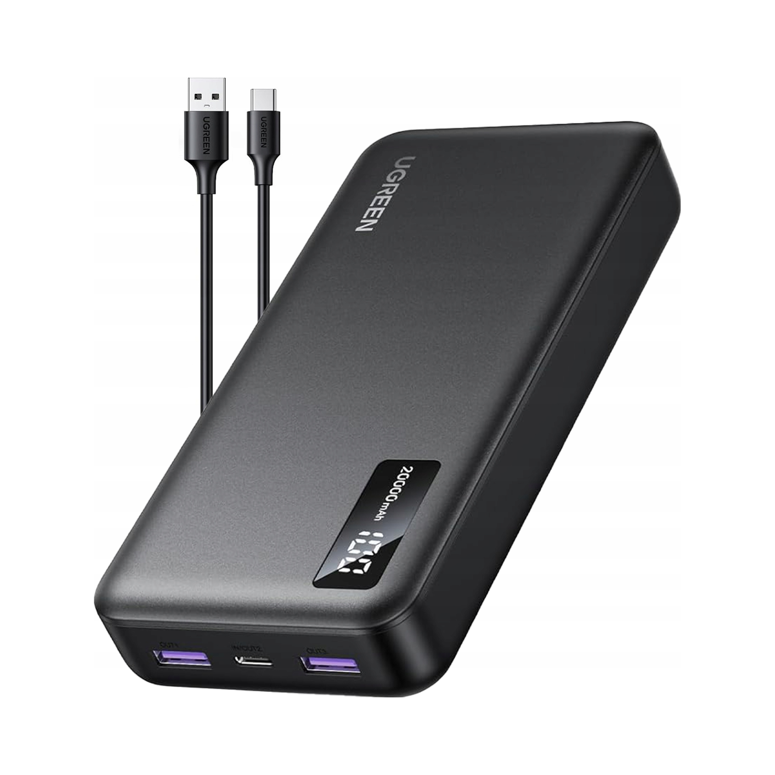 Powerbanka Ugreen PB312 20000mAh 20W, 3 nabíjecí porty: 2 x Usb-a Usb-c