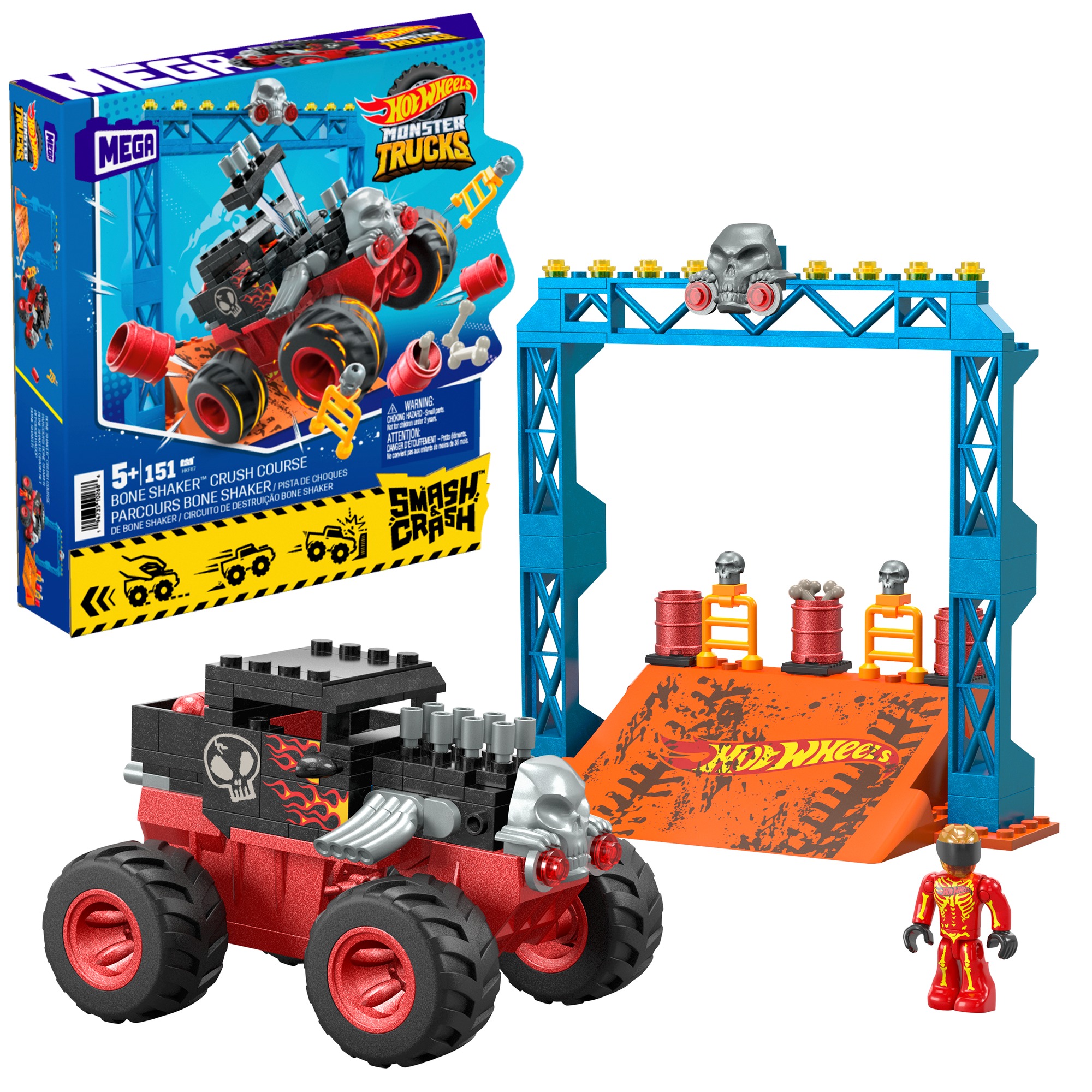 MEGA HOT WHEELS CITY ZESTAW MONSTER TRUCKS KASKADERSKA SZTUCZKA BONE SHAKER