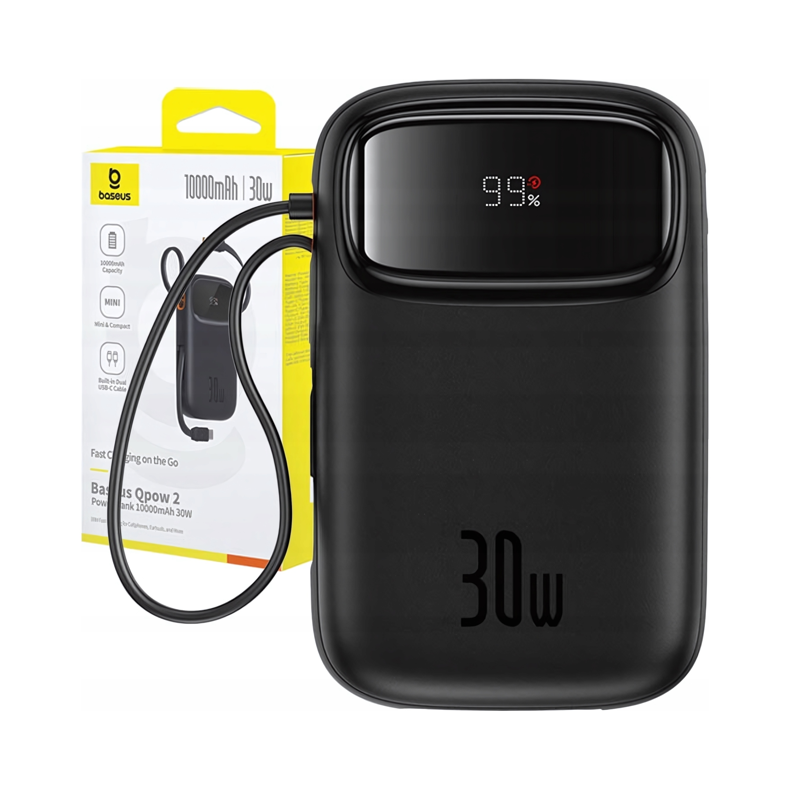 Baseus power banka Qpow 10000mAh 30W čierna s Usb-c káblom 6932172667740