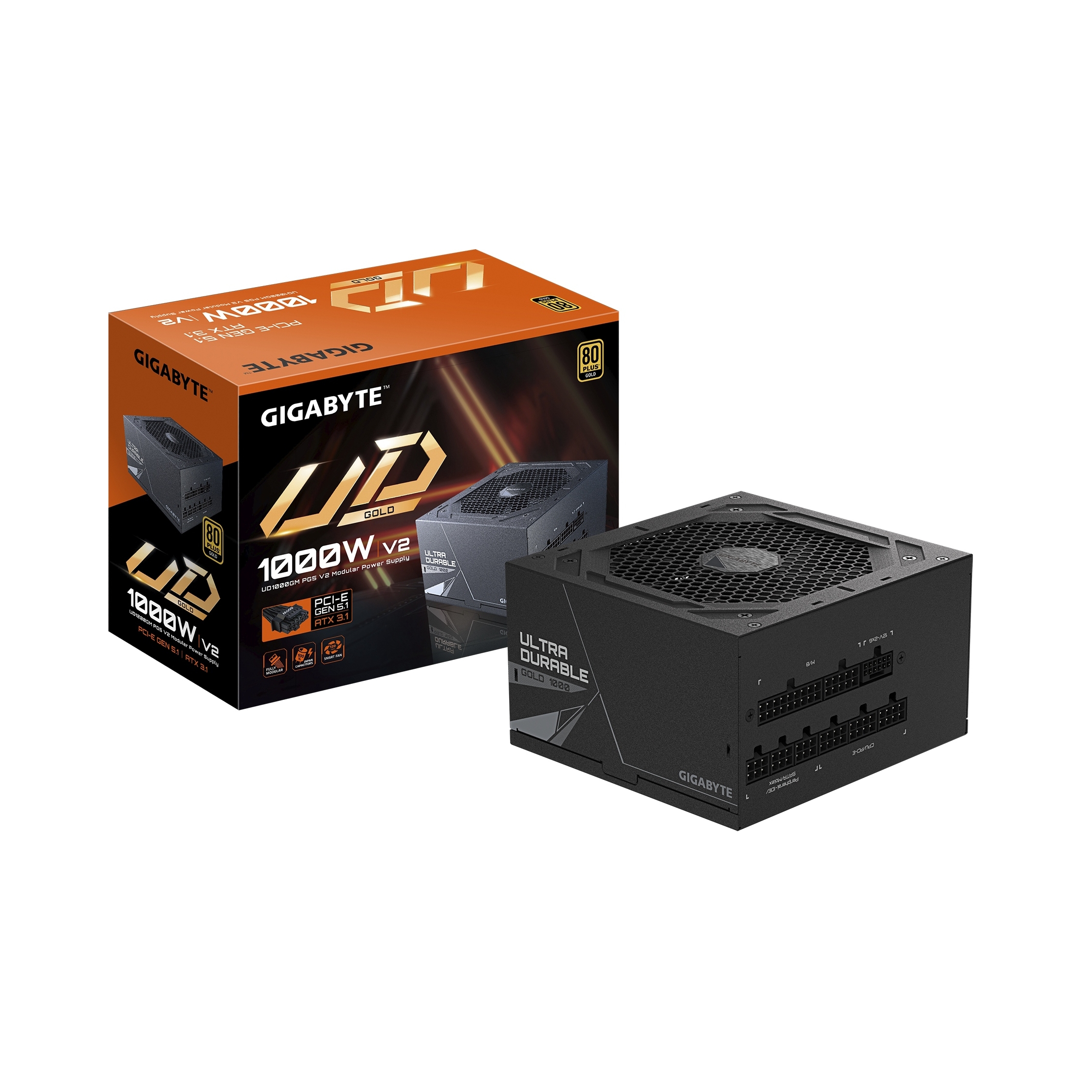 Napájací zdroj Gigabyte UD1000GM PG5 V2 1000 W 80 Plus Gold PCIe5.1 ATX3.1